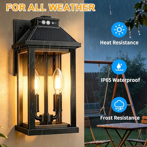 Solar Motion Sensor Wall Lights, 2 Pack