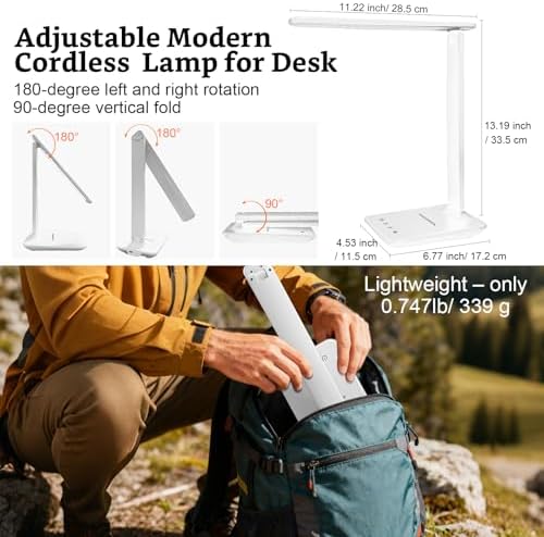LED Rechargeable Desk Lamp, 4000mah, White
