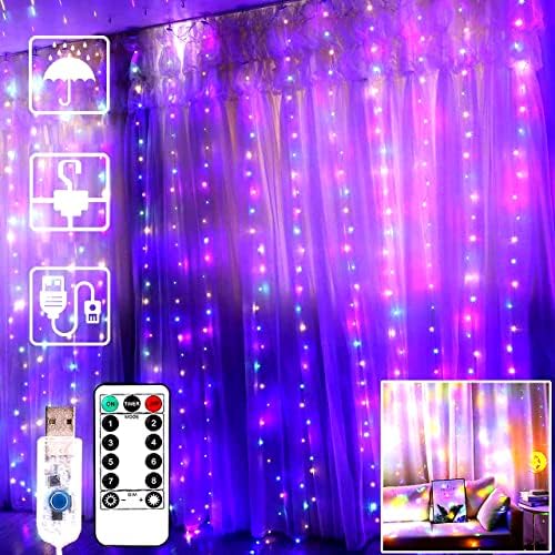 Bedroom Curtain Lights, 300 LED, 9.8x9.8Ft