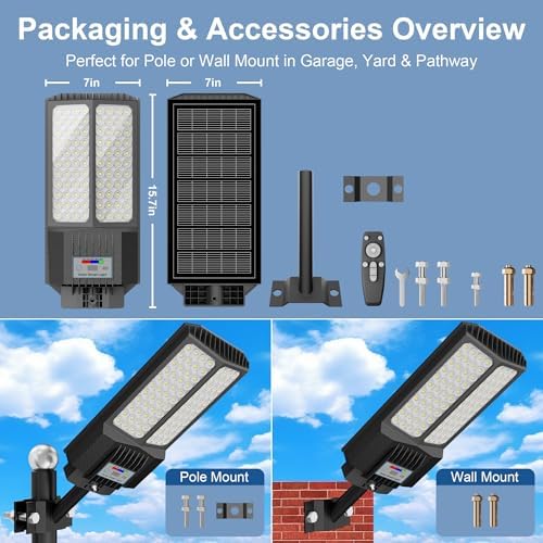 2-Pack Solar Outdoor Street Lights, Motion Sensor, Remote