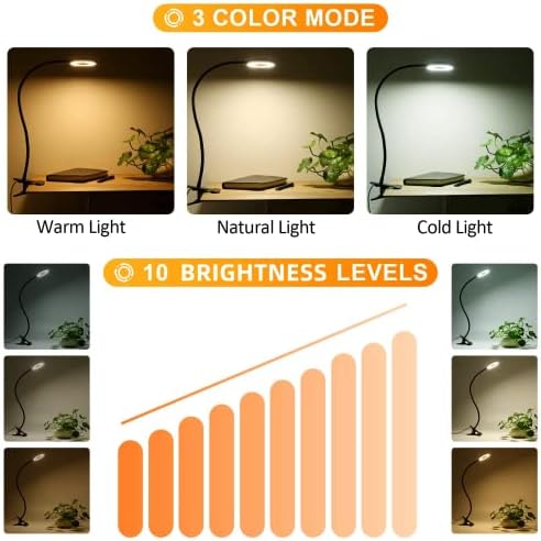 Dpower 48 LED USB Clip-On Reading Lamp, 3 Color Modes