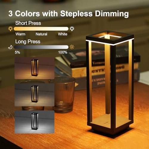 2 Pack Rechargeable Cordless Table Lamps, 10 Inch