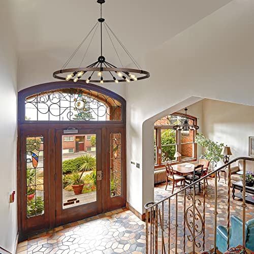 Klgxnrd 59'' 12-Light Wagon Wheel Chandelier
