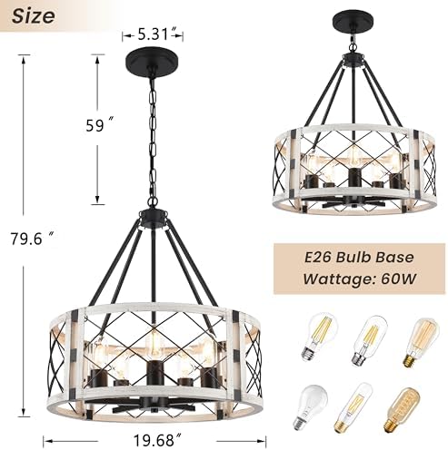 19.8 Inch 5-Light Rustic Farmhouse Chandelier