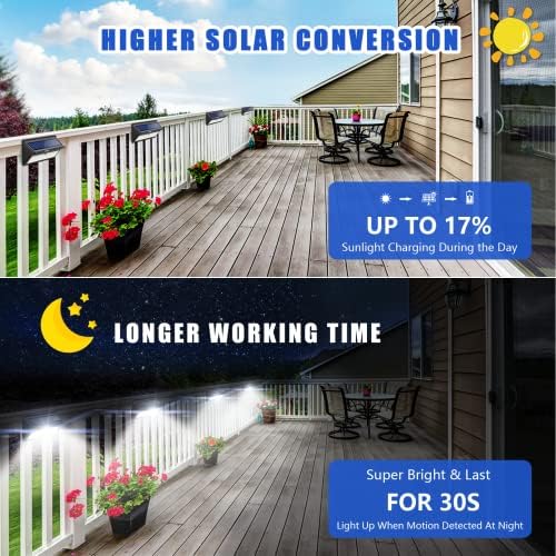 Solar Motion Sensor Security Lights, 2000LM, 4 Pack
