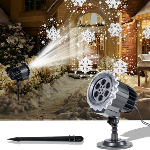 3D Dynamic Snowflake Projector Lights, Waterproof Indoor Outdoor