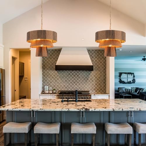 3-Tier Modern Coastal Rattan Chandelier