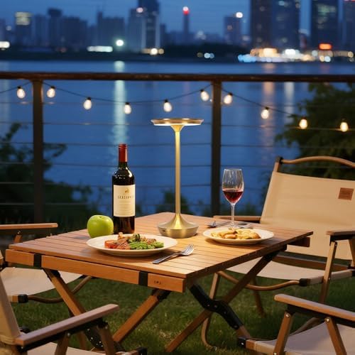 2 Pack LED Rechargeable Cordless Table Lamps, 6000mAh, Gold