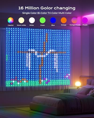Brightown 400 LED RGB Smart Curtain Lights, 6.6x6.6ft