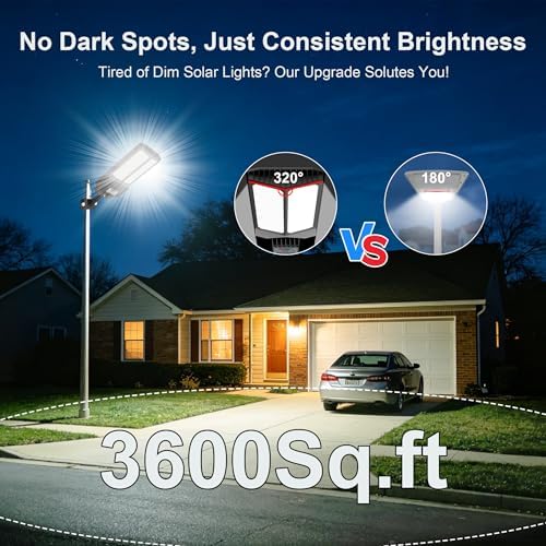 2-Pack Solar Outdoor Street Lights, Motion Sensor, Remote