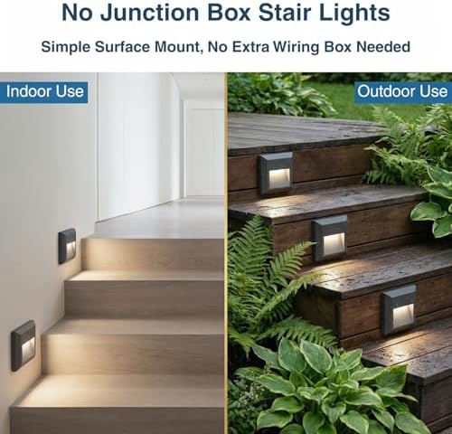 ZONK Outdoor Indoor Step Lights 110V-240V, Non-dimmable 4000K Stair