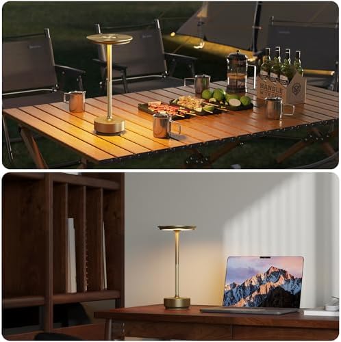 Rechargeable Cordless Table Lamps with 3-Color Touch Dimming — Set of 2