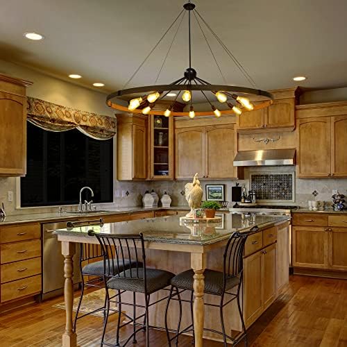 Klgxnrd 59'' 12-Light Wagon Wheel Chandelier