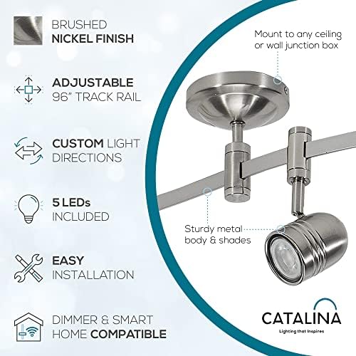 Catalina Lighting 5-Light Track Lighting Kit, Brushed Nickel