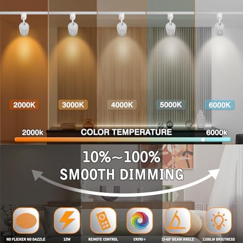 【2026 Upgraded】10-Color Zoomable 12W LED Track Lighting Head Dimmable