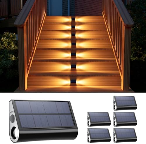 6-Pack Waterproof Solar Deck Stair Lights, Warm White