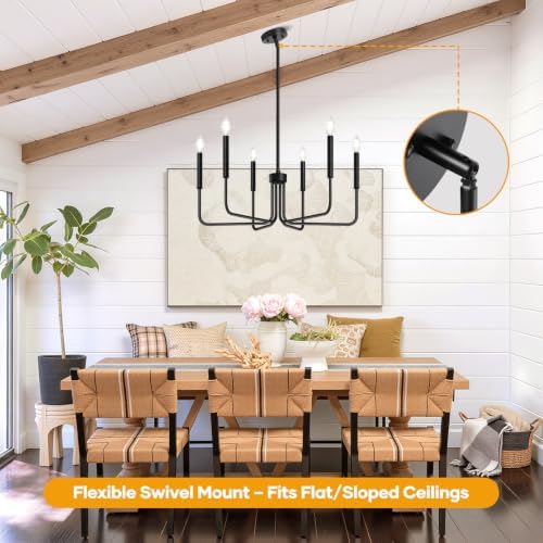 Black 6-Light Industrial Farmhouse Chandelier