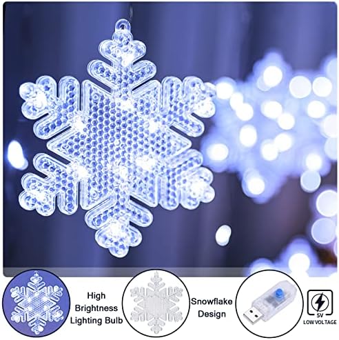 BLOOMWIN 204LED Christmas Fairy Curtain Lights, 9.8ft