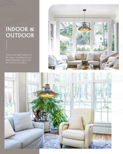 FEMILA 18" Outdoor Pendant Light, Oil Rubbed Bronze