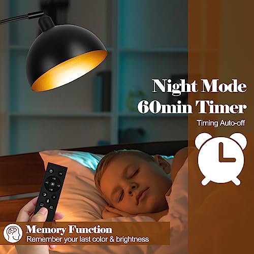 Black Arc Floor Lamp, Dimmable, 2700-6000K