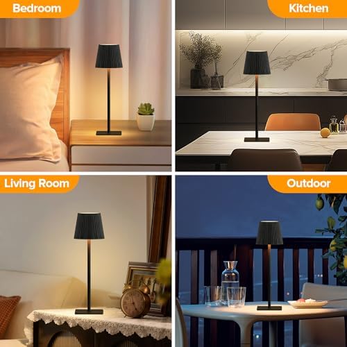 LUTEC 4 Pack Cordless Table Lamps, 6000mAh, Black