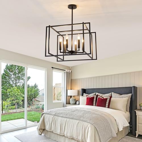 UOFUS 6-Light Black Farmhouse Chandelier