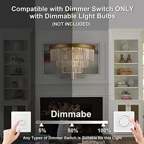 24” Modern Gold Crystal Chandelier