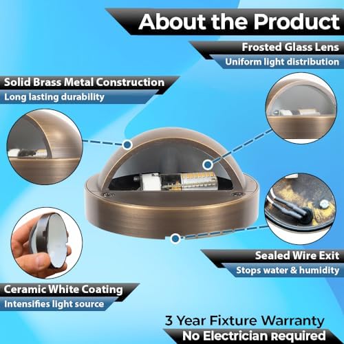 Brass Low Voltage LED Step Light, 3.13in Wide