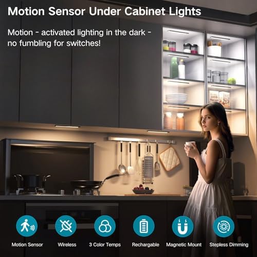 Motion Sensor Under Cabinet Lighting-Magnetic Rechargeable Closet