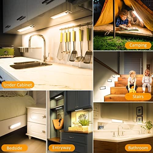 3-Pack Warm White Motion Sensor Under Cabinet Lights, 8 inch