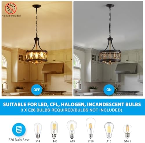 XINGQI Modern Farmhouse Chandelier, 13 Inch Black Gold
