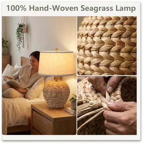TOBUSA 25’’ Rattan Table Lamp