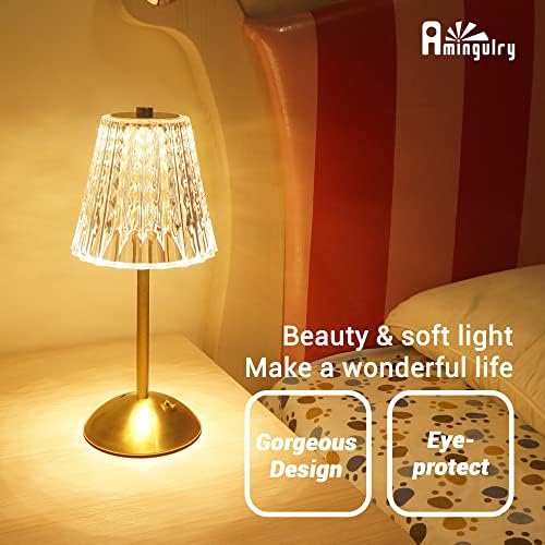 Cordless Rechargeable LED Table Lamp, Crystal Gold