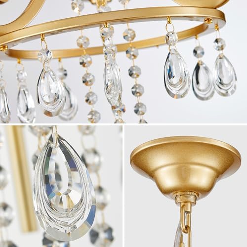 Small 3-Light Gold Crystal Chandelier