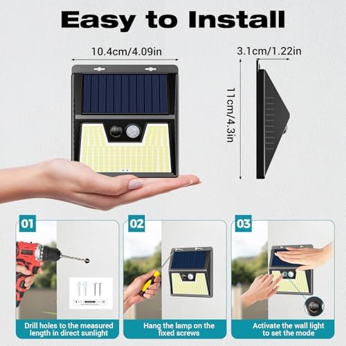 Peasur 10-Pack Solar Motion Sensor Lights, Waterproof