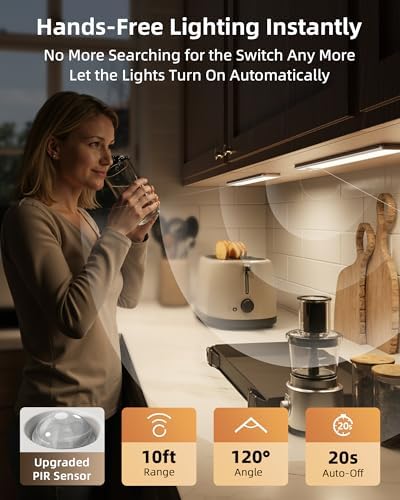 EZVALO Rechargeable Motion Sensor Under Cabinet Lights, 2 Pack