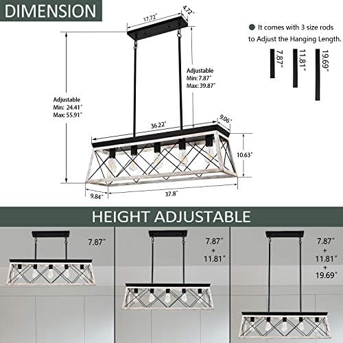 Luupyia 37.8" 5-Light Rectangular Chandelier