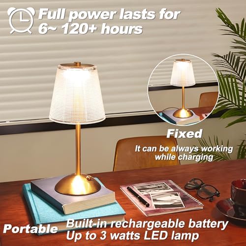 Cordless Rechargeable Touch Table Lamp, 4000mAh, Black