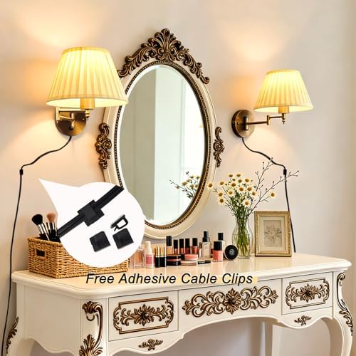 Bronze Swing Arm Wall Sconce, Fabric Shade