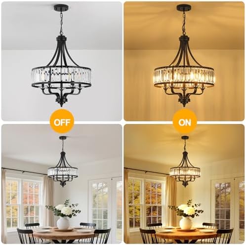Modern Black 5-Light Crystal Chandelier