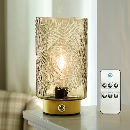 ULAROOM Rechargeable Glass Table Lamp, Amber