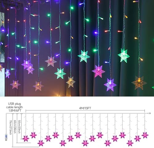 Snowflake Curtain Lights, 108 LED, 13FT