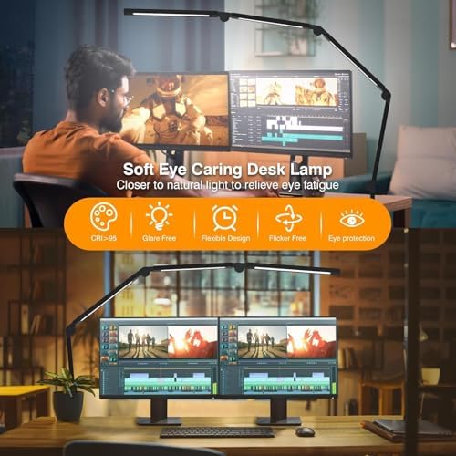 AILBTON LED Desk Lamp with Clamp, Adjustable Swing Arm