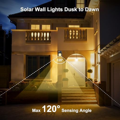 Jyoiat Solar Porch Wall Lights, 4 Pack, Motion Sensor