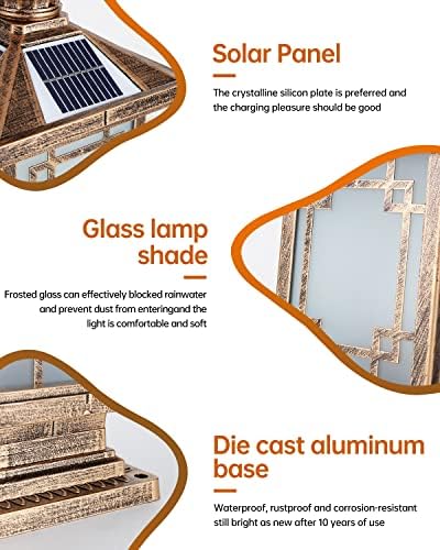 LED Solar Post Light, 15.7" X 7.3", Dimmable