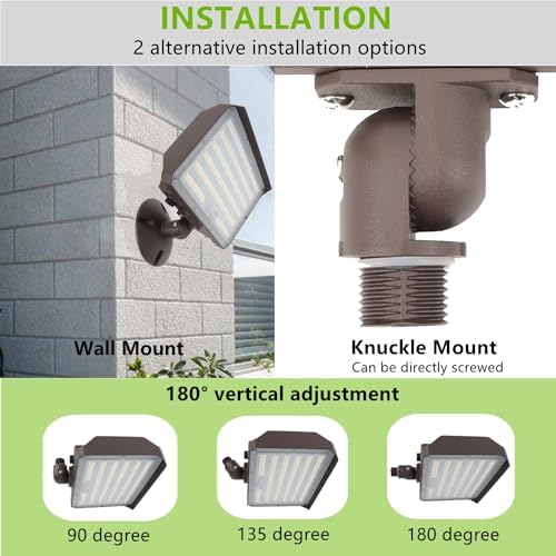 2-Pack 100W LED Flood Lights with Knuckle, 5000K