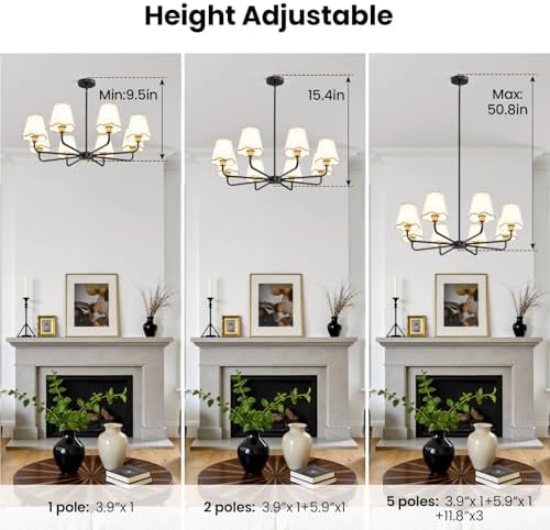KAISITE 8-Light Black and Gold Chandelier