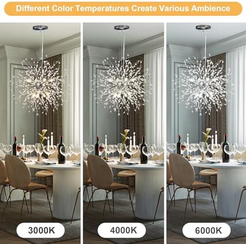 SineRise Modern 8-Light Crystal Chandelier, Chrome