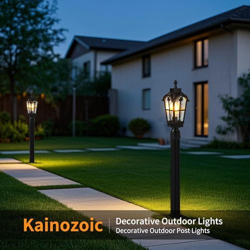 Motion Sensor Outdoor Post Light, Waterproof, Dusk to Dawn