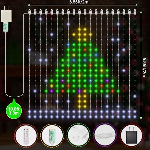 CoziTech 400 LED Smart Curtain Lights, 6.6 x 6.6 FT